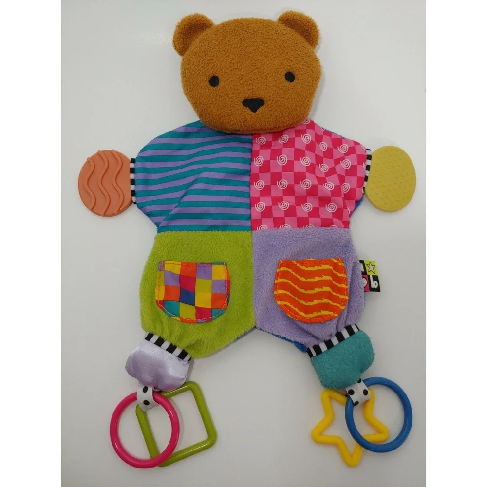 Kids Preferred Teddy bear teether Security Blanket blue purple pink swirl stripe